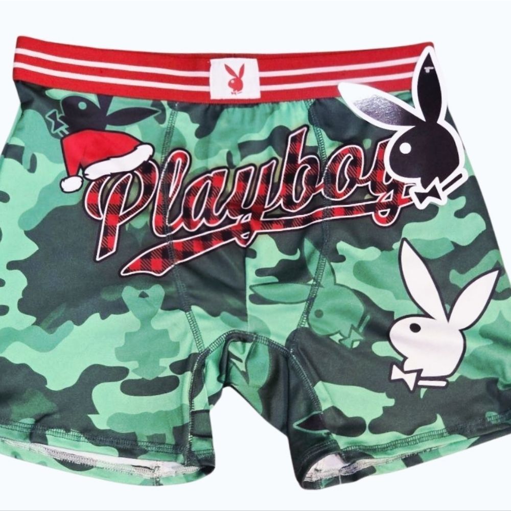 Playboy Signature Logo Santa Hat Camo Boxer Briefs